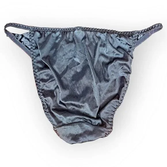Christian Dior Vintage Satin Hi Cut Panties Navy Blue size Large - Picture 3 of 6
